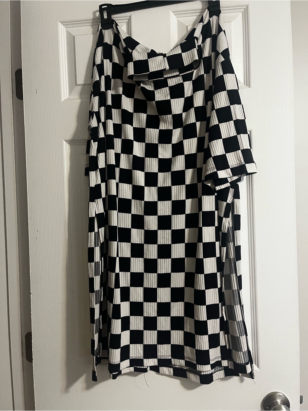Dressed in LALA Black & White Checkered Tunic Top
